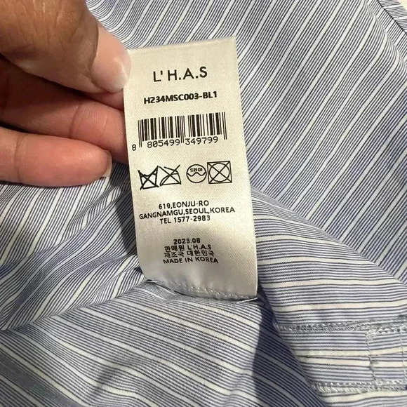 L’H.A.S Oversized Boatneck Shirt_Blue Stripe Size  Small - Picture 10 of 14